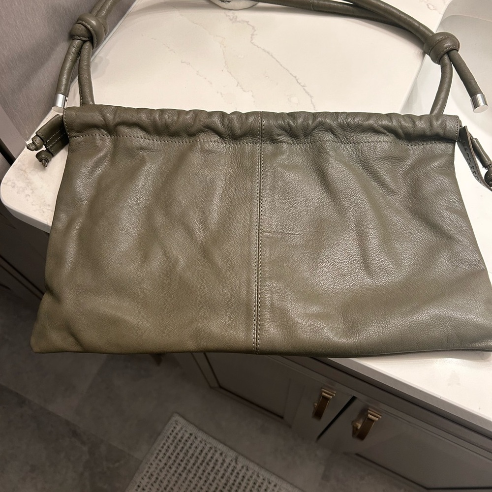 Topshop Olive Drawstring leather Shoulder Bag - Picture 7 of 10